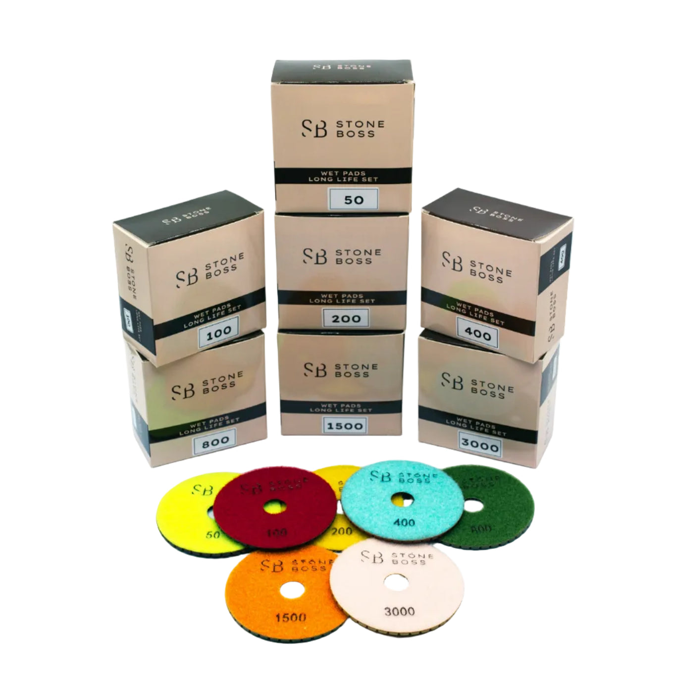Wet Pads - Long Life - Ideal for Granite BOXES OF 10