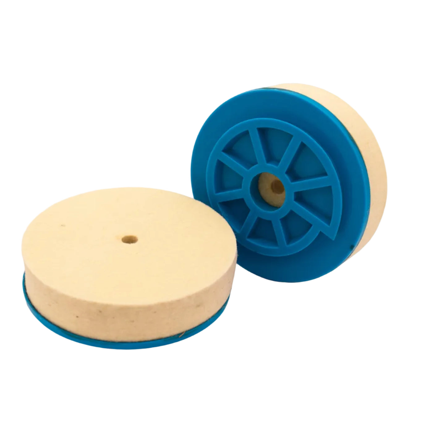 White Felt Pad 5" with a Snail Back Fitting - 125mm x 25mm