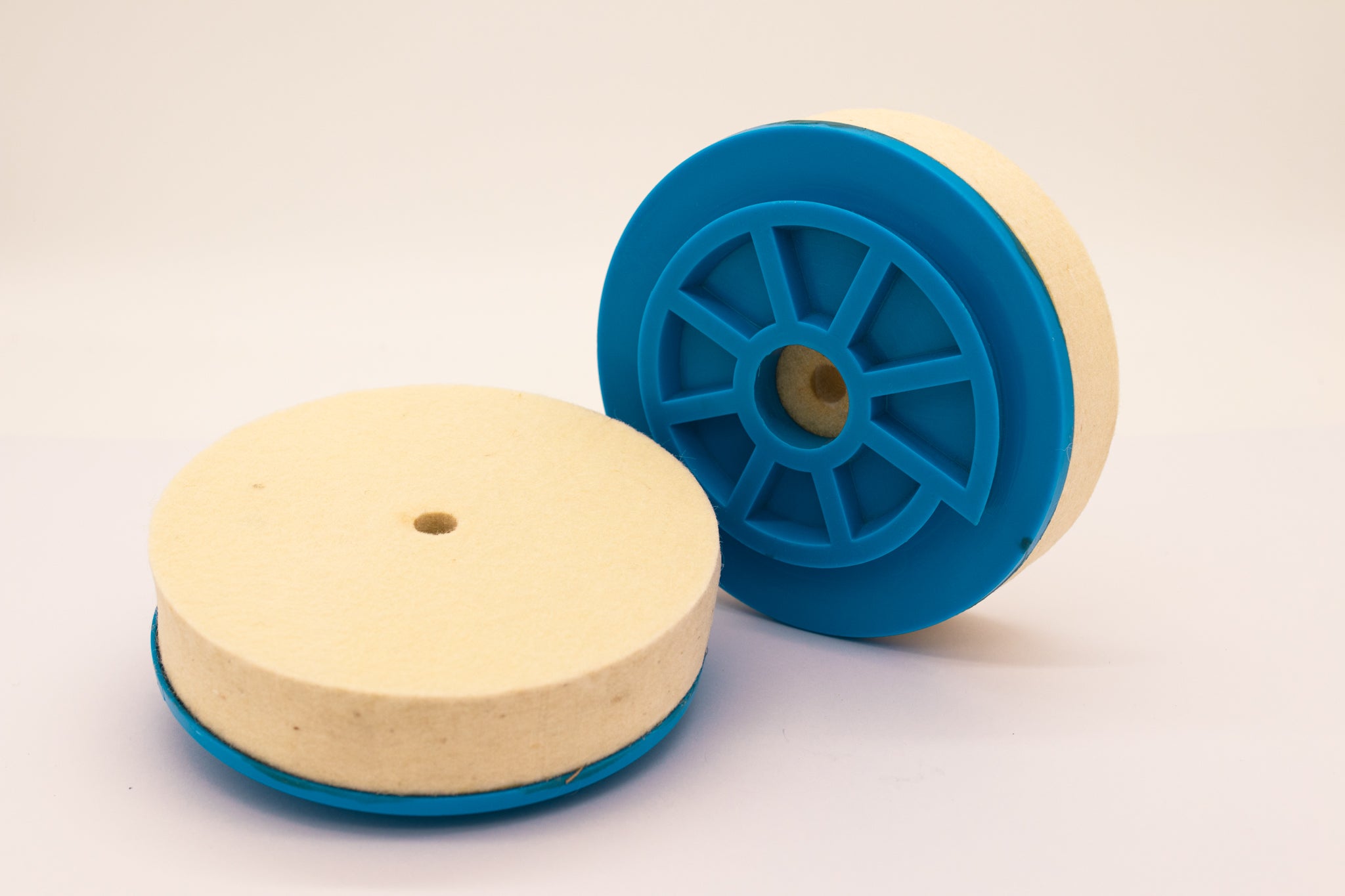 White Felt Pad 5" with a Snail Back Fitting - 125mm x 25mm